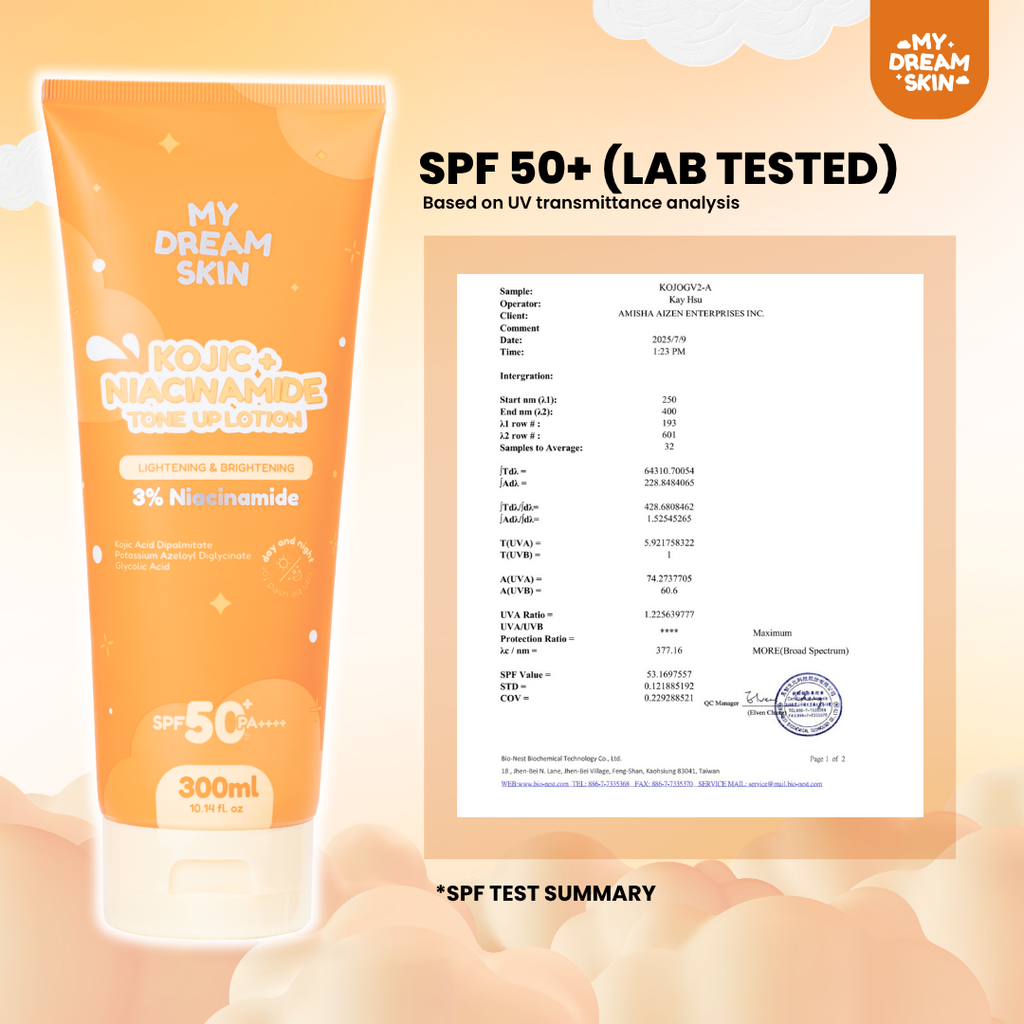 My Dream Skin Kojic + Niacinamide Tone Up & Whitening Lotion SPF50+ PA++++ 300 ML