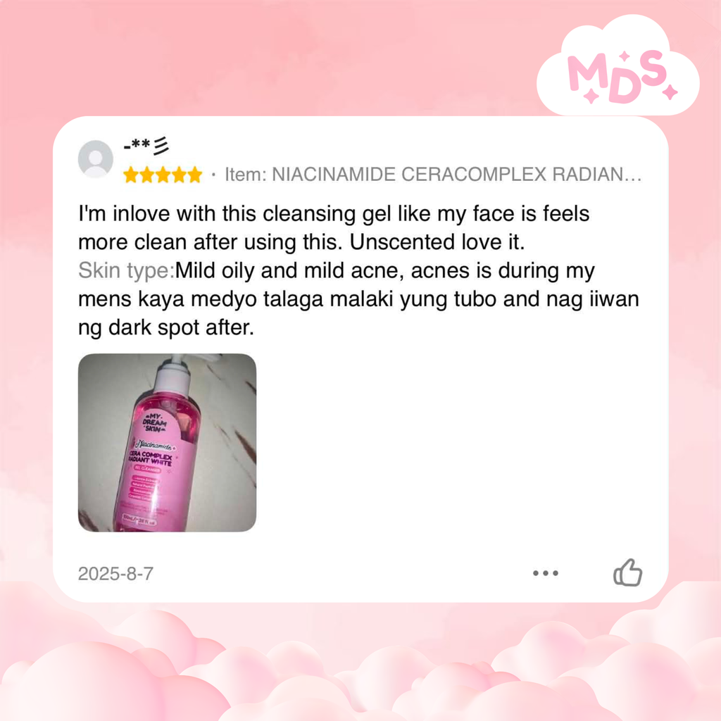 💗 My Dream Skin Niacinamide + Cera Complex Radiant White Gel Cleanser