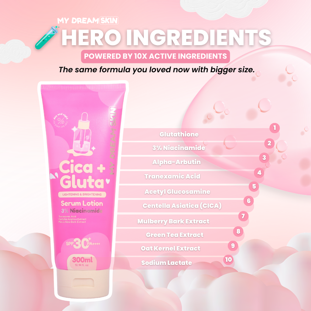 🌸 My Dream Skin Cica + Gluta Whitening Serum Lotion SPF30+ PA++++ 300 ML