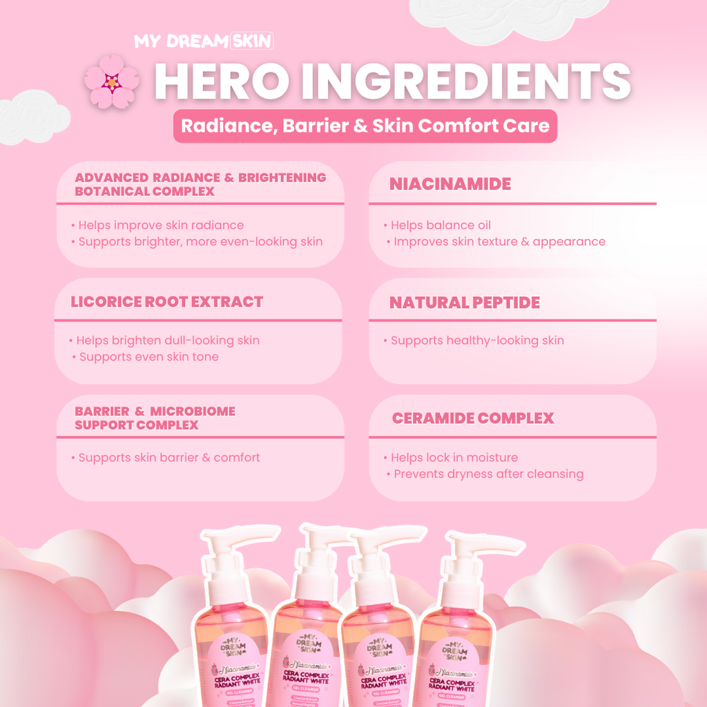 💗 My Dream Skin Niacinamide + Cera Complex Radiant White Gel Cleanser