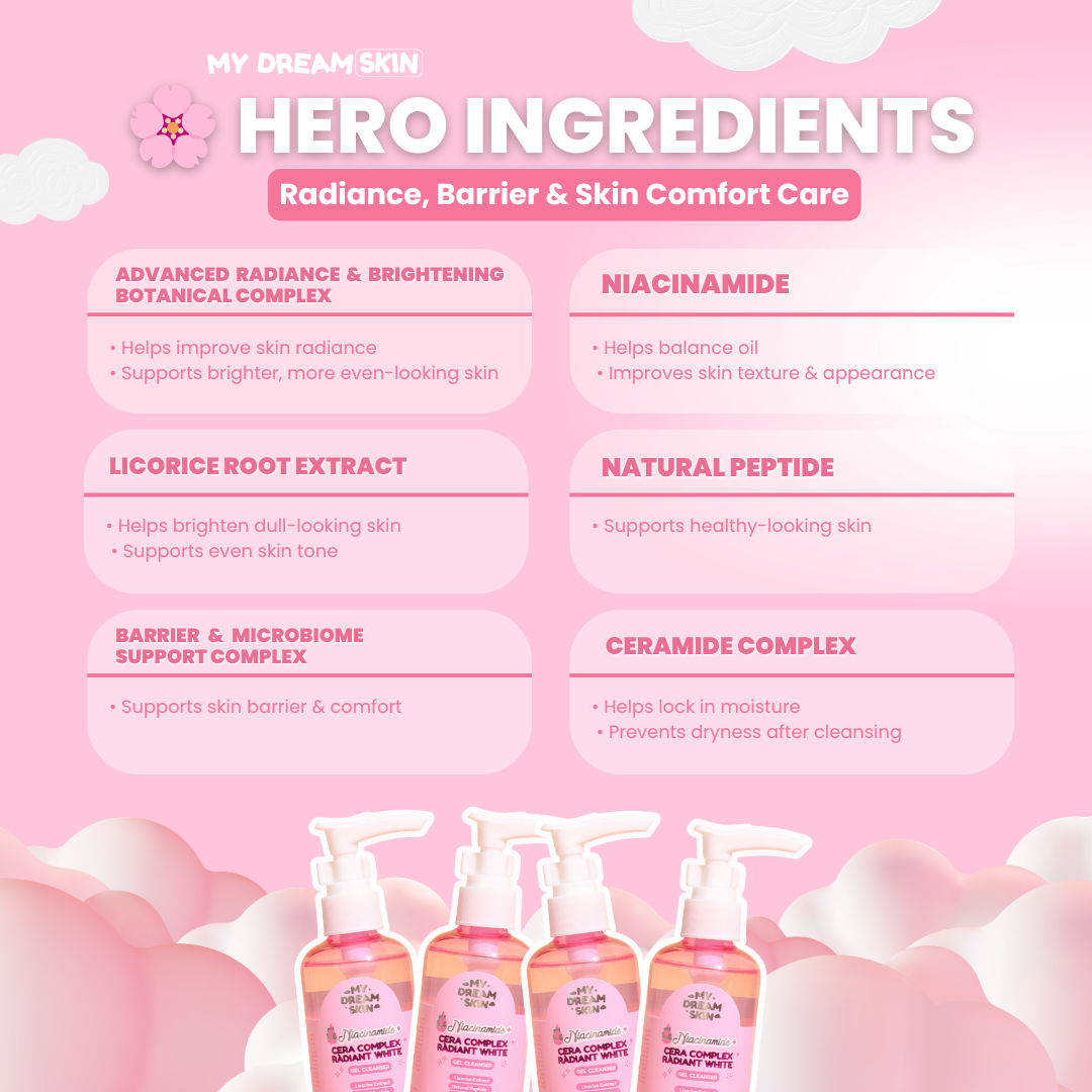 💗 My Dream Skin Niacinamide + Cera Complex Radiant White Gel Cleanser
