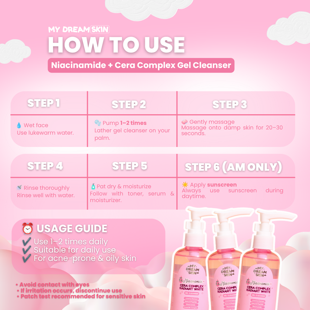 💗 My Dream Skin Niacinamide + Cera Complex Radiant White Gel Cleanser